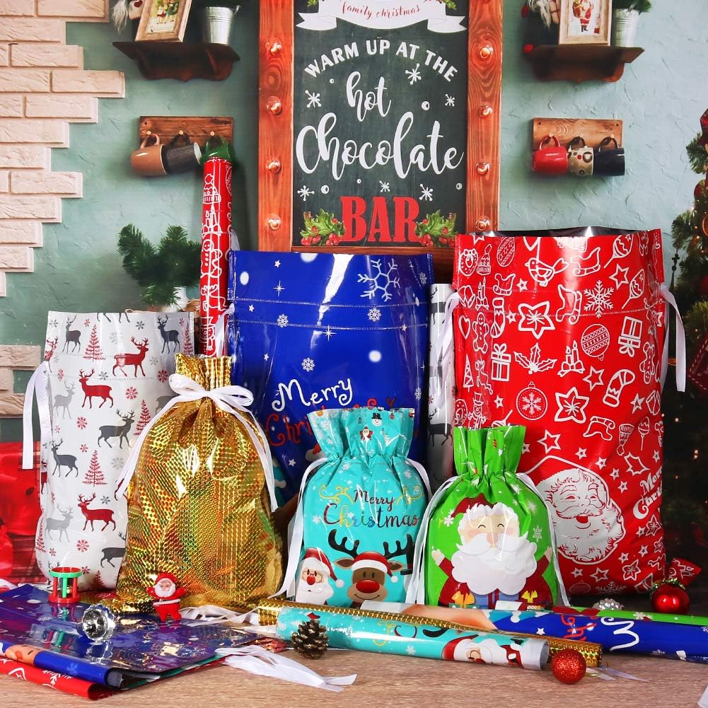 Festive Drawstring Gift Bags Set™