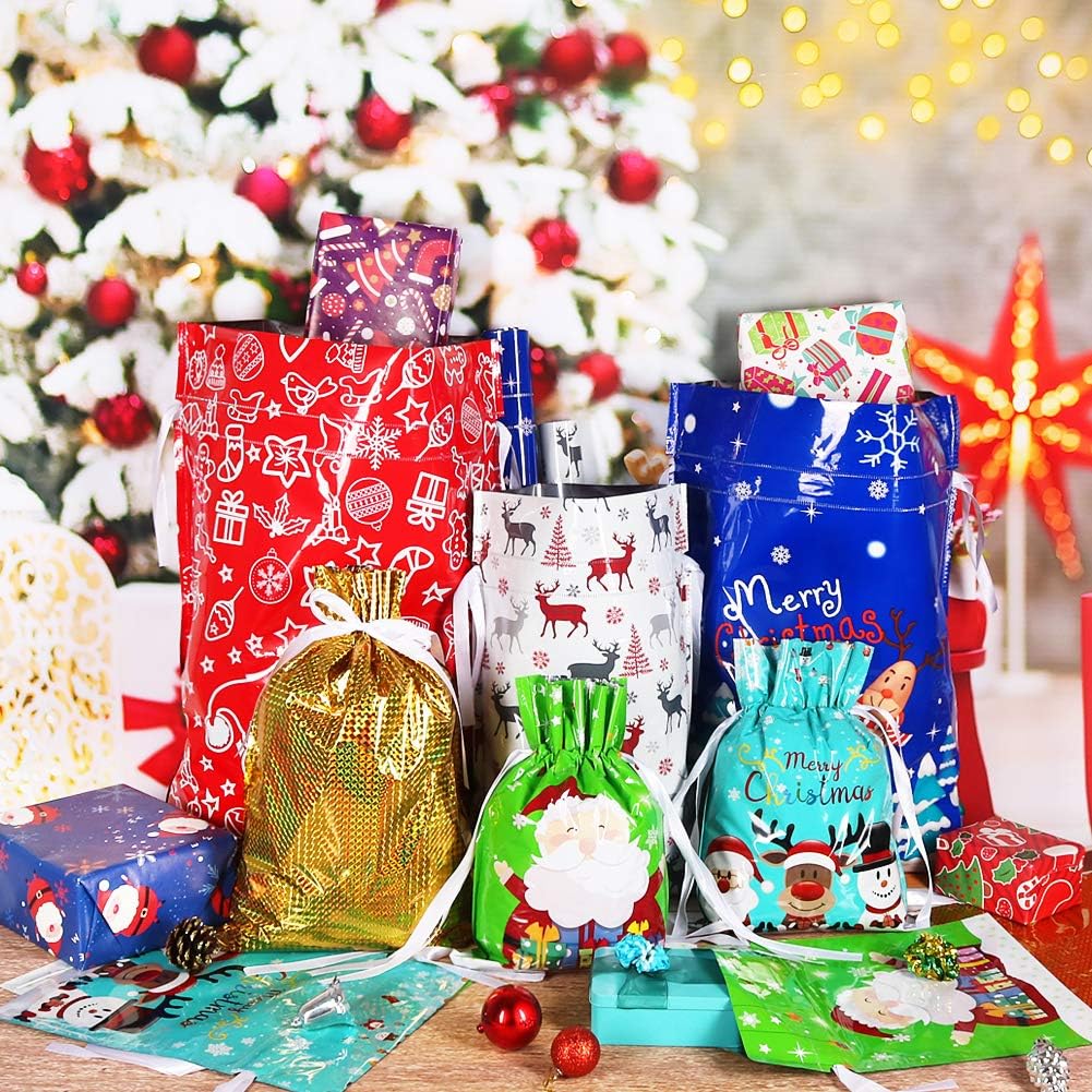 Festive Drawstring Gift Bags Set™